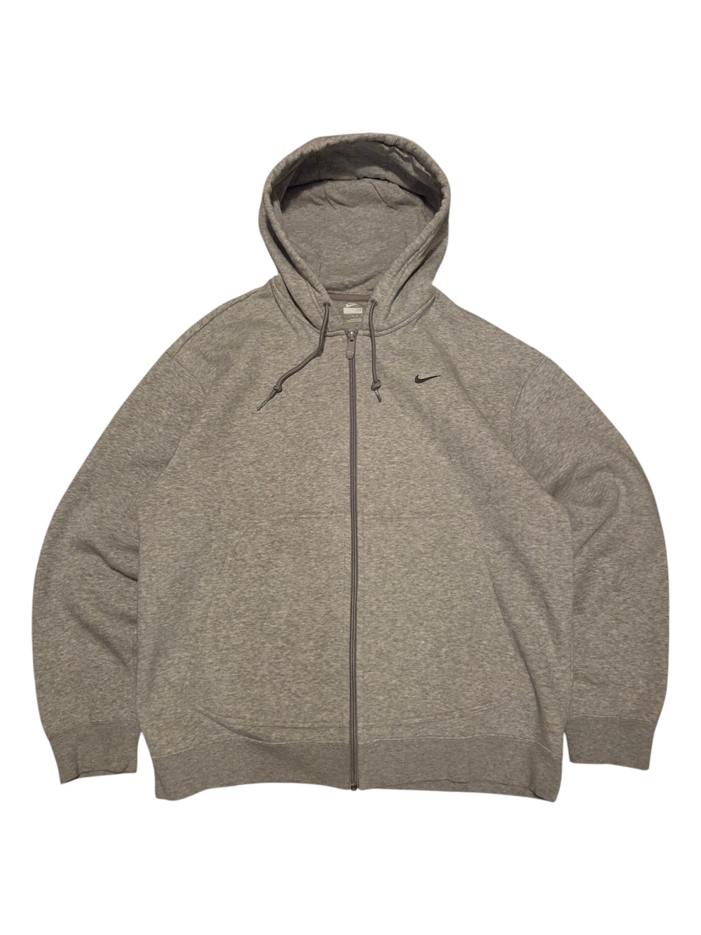 Vintage Y2k Nike Men's Grey Full-Zip Hoodie Sweater